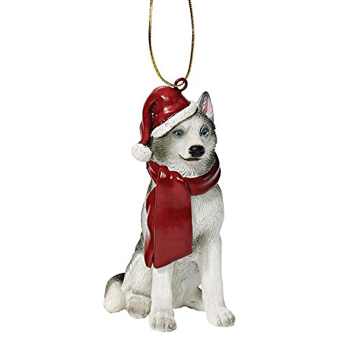 Design Toscano JH576306 Siberian Huskey Holiday Dog Ornament Sculpture, Full Color