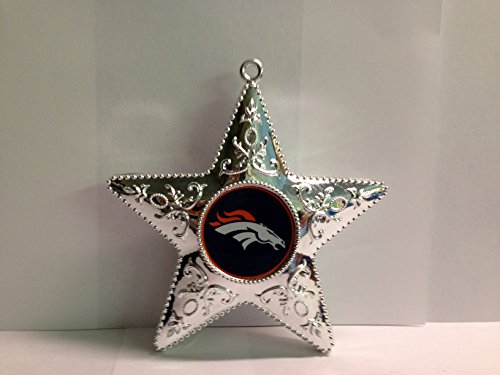 NFL Denver Broncos Silver Star Christmas Ornament – 4.5″
