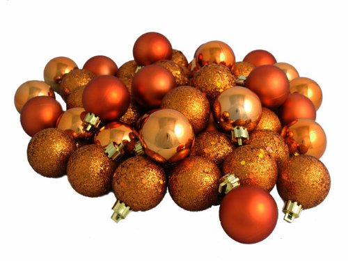 Vickerman 4-Finish Ornament Set, Includes 96 Per Box, 1.6-Inch, Burnish Orange