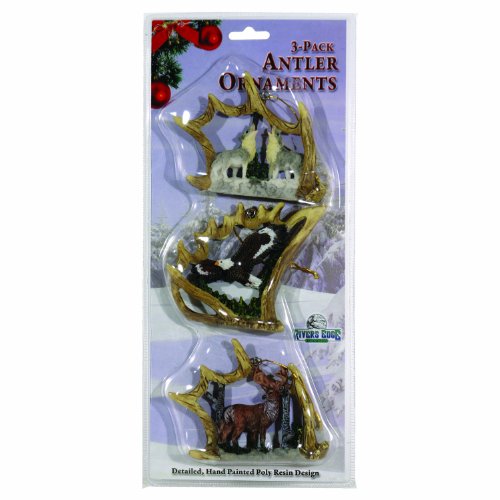 River’s Edge Midwest Antler Ornament (Pack of 3), Brown