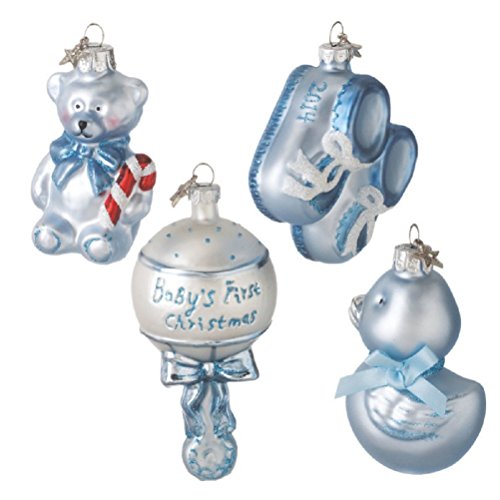 Baby Boy’s First Christmas Ornaments, Boxed Set of 4, Shoes Dated 2014