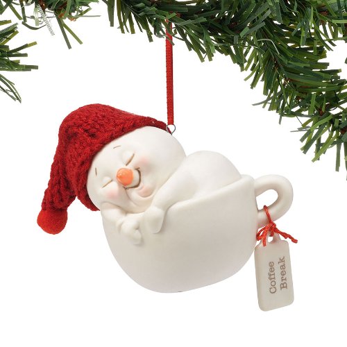 Department 56 Snow Pinions Coffee Break Ornament, 2.5-Inch