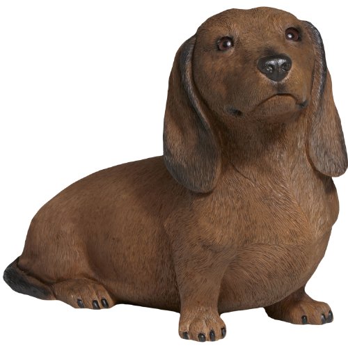 Sandicast Smooth Red Dachshund Sculpture, Sitting, Life Size