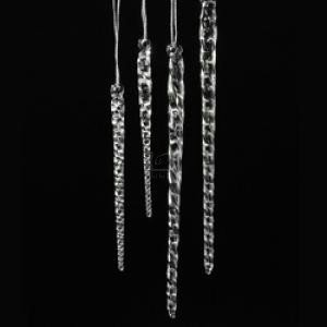 24 Piece Set Kurt Adler 3.5″-5.5″ Assorted Clear Glass Icicle Ornaments (4)