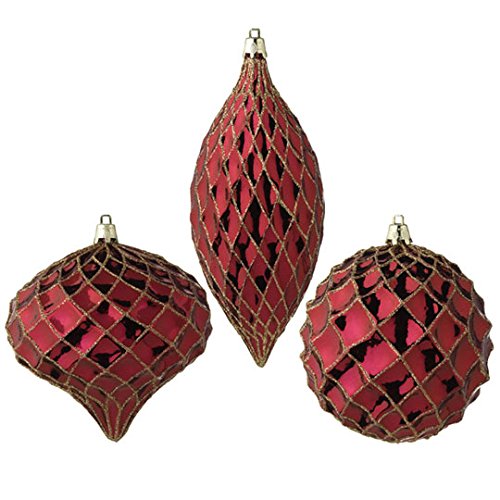 RAZ Imports – Glittered Burgundy and Gold Ornaments