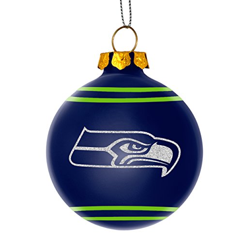 2014 NFL Football Team Glitter Logo Glass Ball Ornament – Pick Team (Seattle Seahawks)