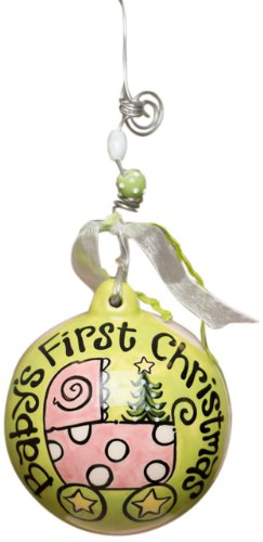 Glory Haus Baby’s First Carriage Ball Ornament, 4 by 4-Inch, Pink