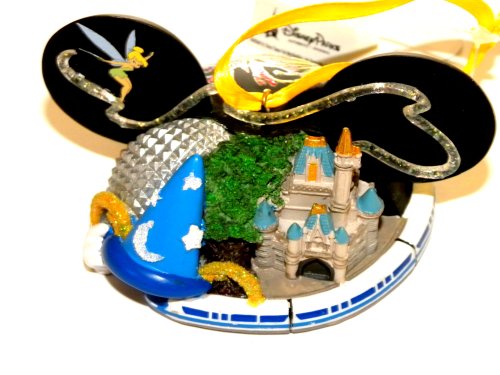 Disney World Parks Exclusive New 2014 Sorcerer Mickey Mouse Ear Hat Disney World 4 Parks Castle Monorail Christmas Ornament