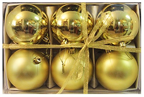 6pk 80mm Shatterproof All Gold Christmas Tree Ornament Decorations
