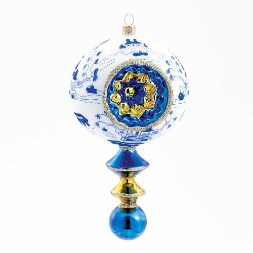 David Strand Kurt Adler Glass Blue Canton Ornament, 7.1-Inch