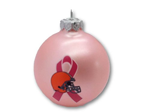Cleveland Browns NFL Breast Cancer Awareness Pink Traditional 2 3/4″ Glass Christmas Ornament
