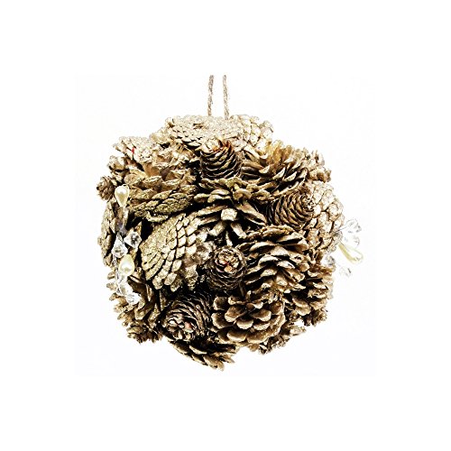 Sage & Co. XAO16597PL Pinecone and Jewel Ball Ornament, 8-Inch