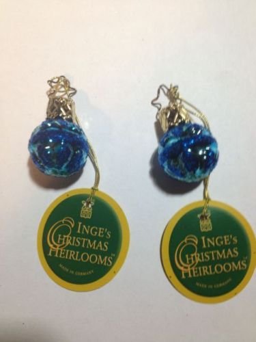 Mini Blue Balls Set of 2 #1-673-01 by Inge-Glas of Germany – Christmas Tree Ornament