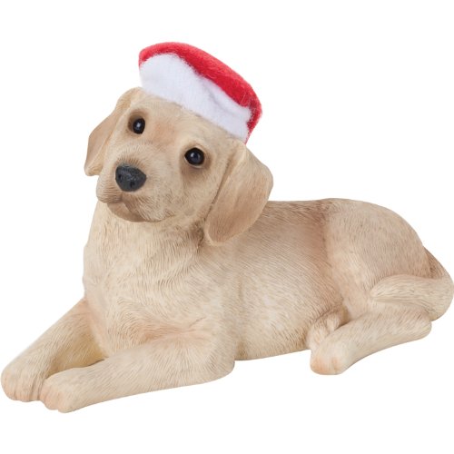 Sandicast Yellow Labrador Retriever with Santa Hat Christmas Ornament