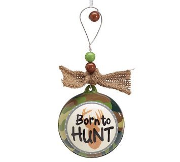 “Born To Hunt” Christmas Tree Ornament with Deer Great Gift for Deer Hunters