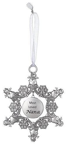 Most Loved Nana – Snowman Snowflake Sentiment Photo Ornament by Ganz