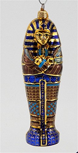 Egyptian Sarcophagus-Blown Glass Ornament – Blue Gold