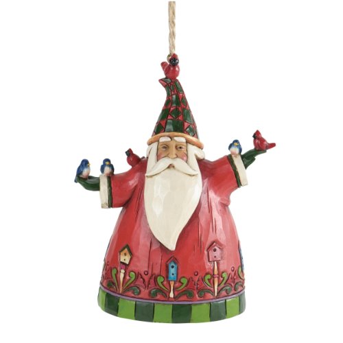 Jim Shore for Enesco Heartwood Creek Santa with Birds Ornament, 4.25-Inch