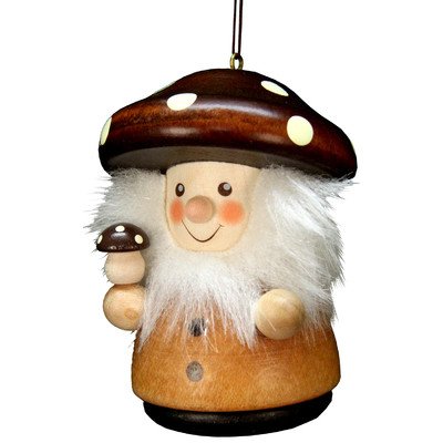 15-0211 – Christian Ulbricht Ornament – Mushroom Man – Natural – 3″”H x 2″”W x 2″”D