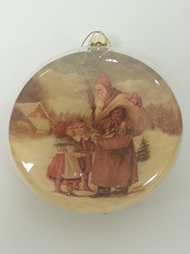 Bethany Lowe Santa Glass Disk Ornament Set of 2 LG9370