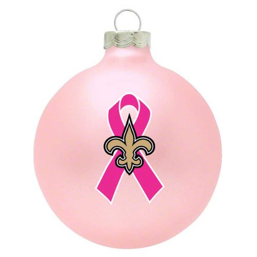 New Orleans Saints NFL Breast Cancer Awareness Pink Traditional 2 3/4″ Glass Christmas Ornament