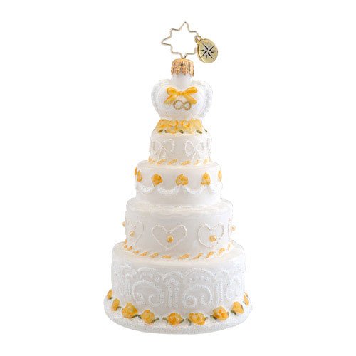 Christopher Radko Cut the Cake Wedding Glass Christmas Ornament 2014