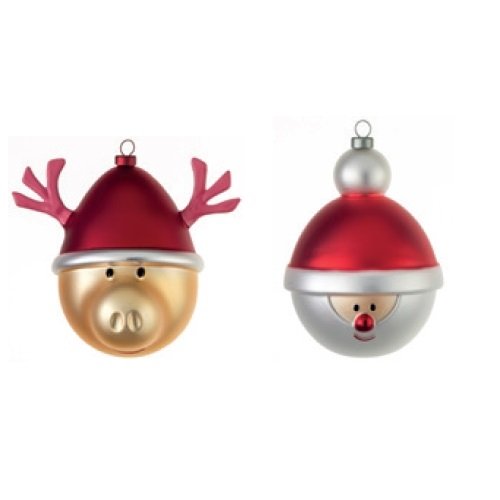 Alessi AMJ14 SET5 Set of Two Christmas Ornaments Babbarenna & Babbonatale 2.25″