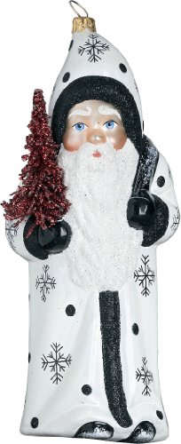 Ino Schaller Black Forest Snowflake Santa Blown Glass Christmas Ornament by Joy To The World Collectibles