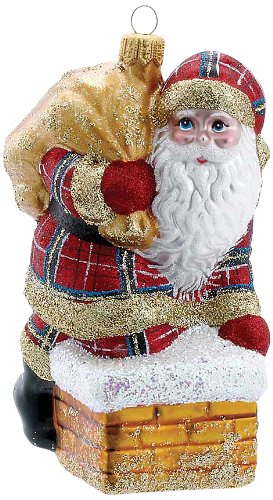 David Strand Kurt Adler Glass Santa is Coming Stewart Ornament, 5.5-Inch