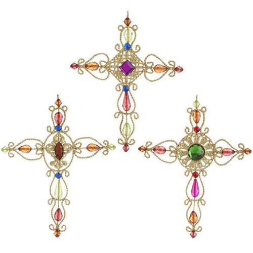 RAZ Imports – 7″ WIRE CROSS ORNAMENTS – (SET OF 3)