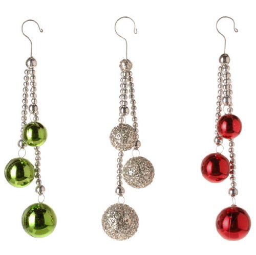 RAZ Imports – Red, Green and Silver Ball Drop Ornaments