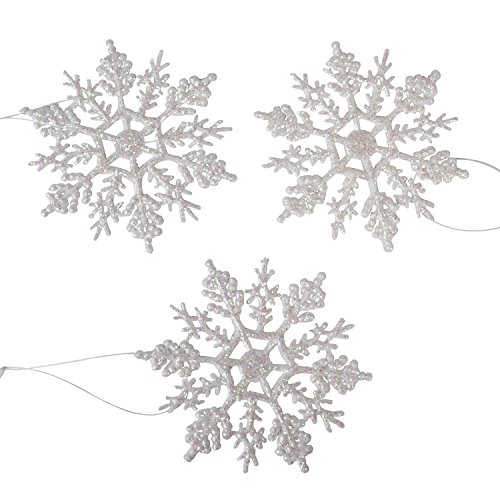 Darice 1619-60 10-Piece Pearlized Snowflake Ornament, 4-Inch