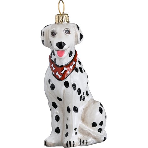 Joy to the World Collectibles European Blown Glass Pet Ornament, Dalmation with Bandana