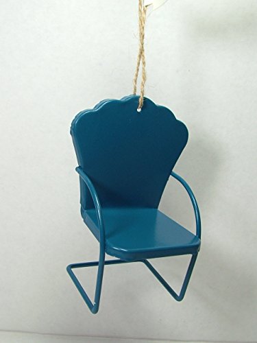 Blue Metal Mid Century Lawn Chair Lounge Modern Furniture Christmas Ornament