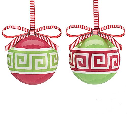 Greek Key Geometric Christmas Tree 3″ Ball Ornament – Set of 2 Xmas Holiday Novelty Hanging Decoration Accessory Greek Key Geometric Christmas Tree 3″ Ball Ornament – Set of 2 Xmas Holiday Novelty Hanging Decoration Accessory