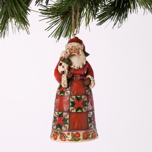 Enesco Jim Shore Heartwood Creek Santa with Puppy Ornament, 4-1/2-Inch