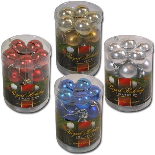 Solid Colored Shatterproof 20pk 30mm Christmas Balls in PVC Canister (Blue)