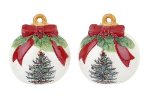 Spode Christmas Tree Sculpted Christmas Tree Ornament Shaped Salt and Pepper Set