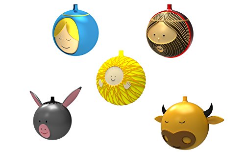 Alessi Set of 5 Christmas Ornaments in Blown Glass 2.25″