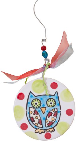 Glory Haus Owl Flat Ball Ornament, 5 by 4-Inch