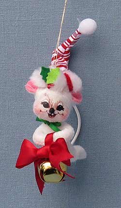 Annalee 3 Inch Ring in the Season White Mouse Ornament (700209)