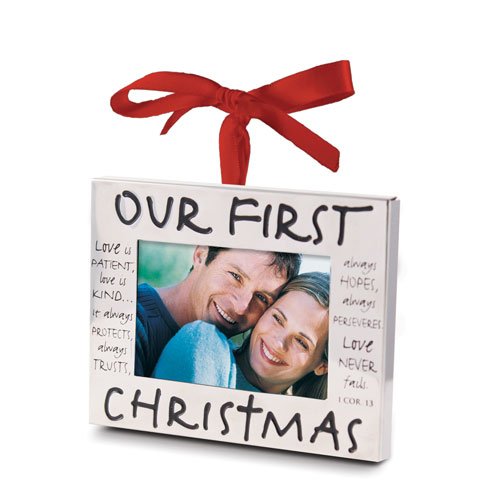 Hanging Silver Frame Christmas Ornament (Our First Christmas)