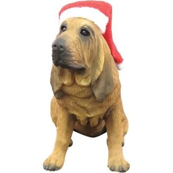 Sandicast Bloodhound with Santa Hat Christmas Ornament