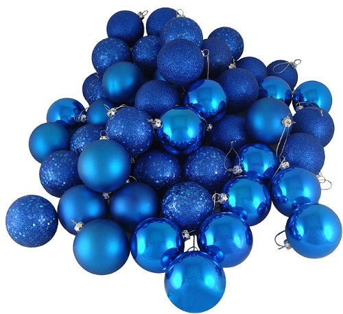 Vickerman 4-Finish Ornament Set, Includes 32 Per Box, 3-Inch, Blue