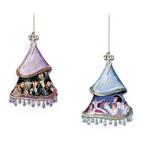 Elvis, A Shimmering Legacy Christmas Ornaments: Set Of Two by The Bradford Exchange