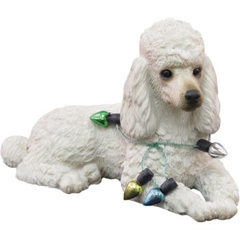 Sandicast White Poodle Wearing Holiday Lights Christmas Ornament