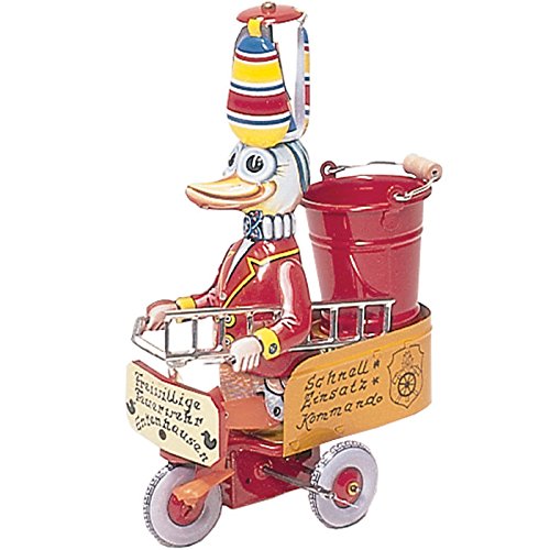 Alexander Taron German Collectible Tin Toy – Fireman Duck – 8.5″H x 3.5″W x 6″D