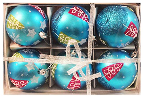 6pk 80mm Shatterproof “Christmas Trees” Christmas Ball Ornament Set
