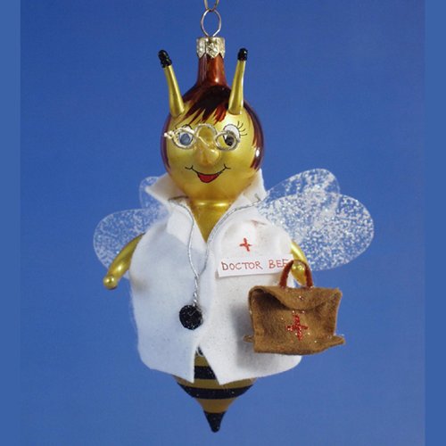 De Carlini Doctor Bee Italian Glass Christmas Ornament