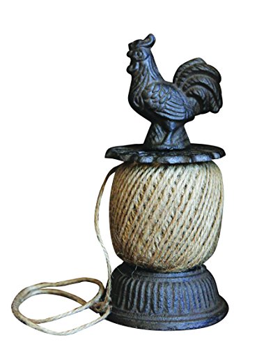 Creative Co-Op Cast Iron Rooster String Holder with Jute String